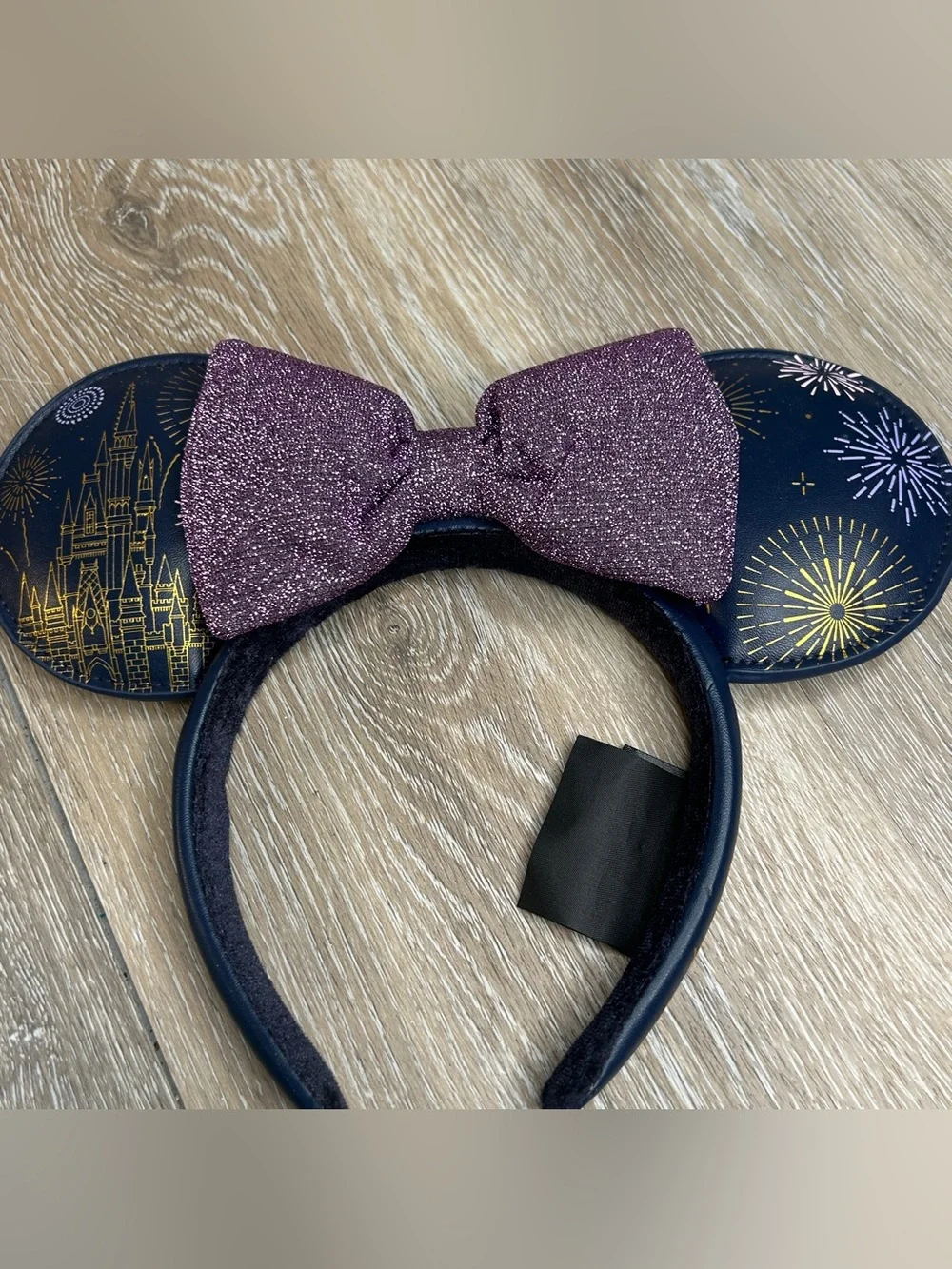Disney Parks Walt Disney World Castle Fireworks Minnie Ears Purple Bow Navy⁠